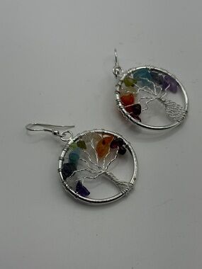Tree of Knowledge Life Multi Gemstone Earrings New!